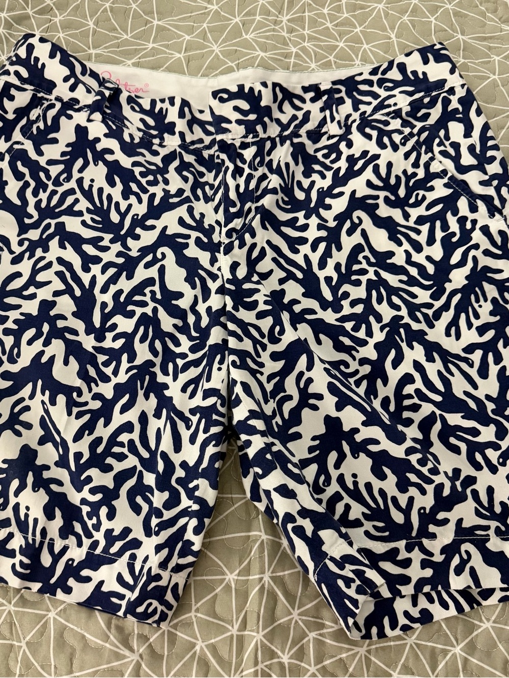 Lilly Pulitzer Navy and White Coral Print Shorts